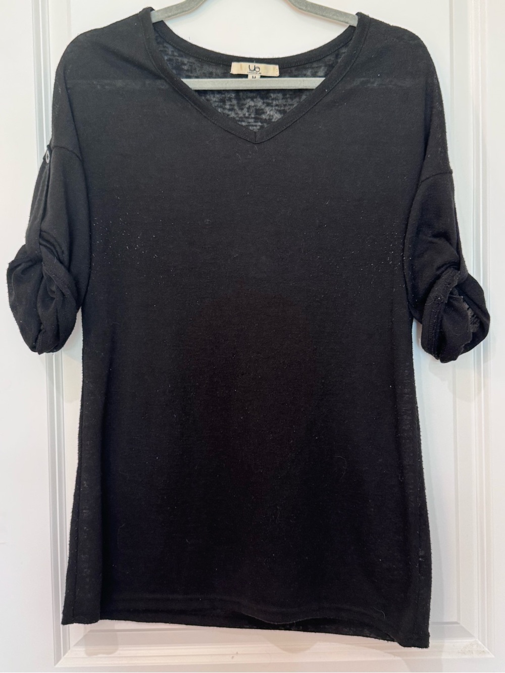 Ya Los Angeles Black V-Neck Roll-Tab